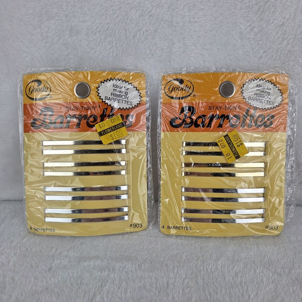 Vintage Goody Stay Tight Metal Double Line Barrettes Lot New Sealed #903 2.5 in.